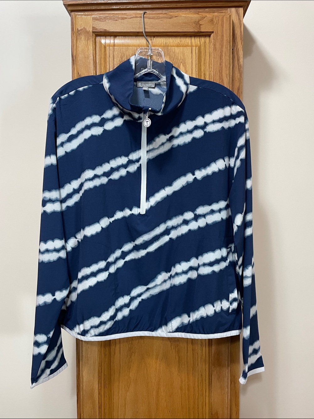 Talbots Navy and White Quarter-Zip Pull-Over Sweatshirt